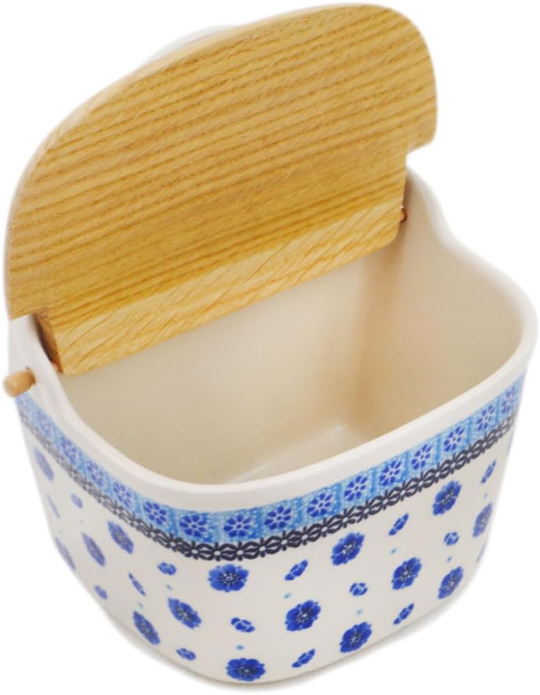 Polmedia Polish Pottery Wall Jar - Sharp Flower Lineup Pattern Handmade in Boleslawiec Poland by Ceramika Artystyczna + Certificate of Authenticity