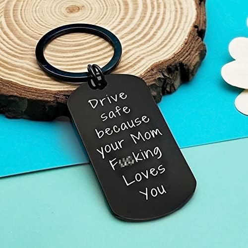 Drive Safe Keychain for Son Daughter New Driver Gifts Funny Birthday Gift Sweet 16 Gifts Because Your Mum Love You Graduation Gift from Mum Dad Christmas Valentines Day Gift from Mum Stepmother