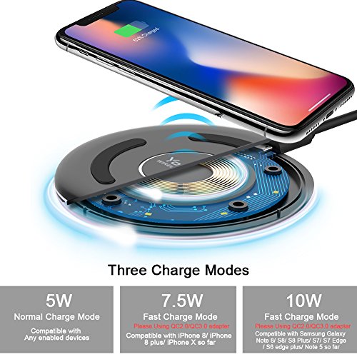 Yootech Wireless Charger Qi-Certified 10W Max Compatible with iPhone 11/11 Pro/11 Pro Max/Xs MAX/XR/XS/X/8/8 Plus, Galaxy Note 10/Note 10 Plus/S10/S10 Plus/S10E,5W All Qi-Enabled Phones(No AC Adapter)