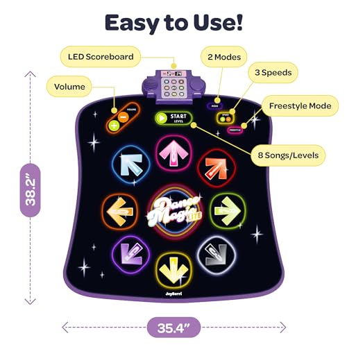 JOYBERRI Dance Mat - with 8 Levels & Songs, 3 Speeds and 2 Modes - Light Up Electronic Kids Dance Mat for Kids Ages 4-8, 8-12, Toddlers 3-5 / Dance Pad, Dancing Mat Toy Gift for Girls and Boys by JOYBERRI - Image 2