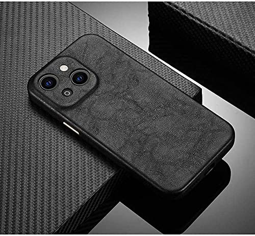 Coque iPhone 13 Mini en cuir d'agneau noir étui arrière chic élégant