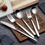 Berglander 40 Pieces Stainless Steel Flatware Set, Silverware Set, Cutlery Set for Wedding Dinner Birthday Parties Service for 8 (40 Piece)