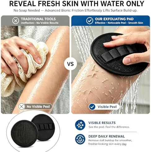 Vivanchor Exfoliating Glove Body Scrubber, No-Pain Dead Skin Remover Pad (2Pcs - 1