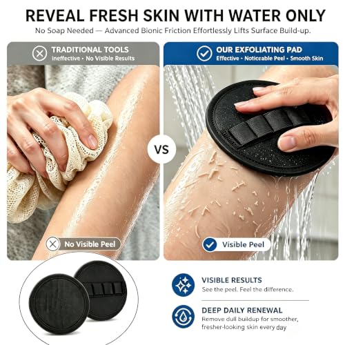 Vivanchor Exfoliating Glove Body Scrubber, No-Pain Dead Skin Remover Pad (2Pcs