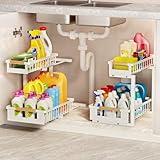 Large & High-Efficiency: Maximize your storage with this under sink organizer measuring 10.6"W*15.7"L *(14"-17") H. Great as a kitchen under sink organizer or bathroom sink storage, it offers ample space while fitting neatly under cabinets. Please ch...