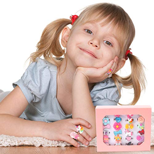 Lorfancy Girls Kids Jewelry Rings 24 Pcs Little Toddler Girl Costume Princess Dress Up Party Favors Girls Toys #TOP5