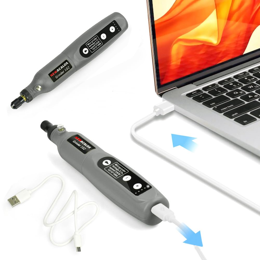 Mini Smerigliatrice Ricarica USB 26 Pezzi Kit Accessori Incisione Intaglio Velocità Variabile LED