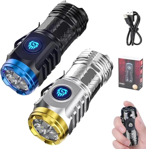 Ashopfun Three-Eyed Monster Mini Flash Super Power Flashlight,Rechargeable LED Flashlights High Lumens,Pocket Flashlight,Slim Portable Pocket Compact Torch for Party/Camping/Emergency/Hunting (Mixed)