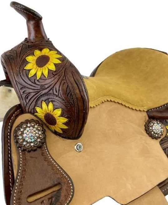 Leather Western Barrel Racing Horse Saddle Handmade Premium Comfort Horse Saddle for Best RidingTrail Equestrian Tooled Carved Size: 10-18 inches Seat Available, UG10