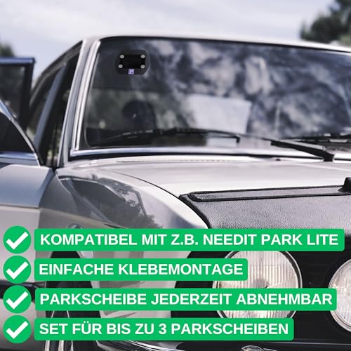 Ersatz Magnet Klebepads Set, 12 Pack, kompatibel mit Needit Park Lite, Lite One elektronische Parkscheibe, uvm., Magnetplättchen und Spezialkleber für Windschutzscheibe, Klebesticker Streifen Parkuhr