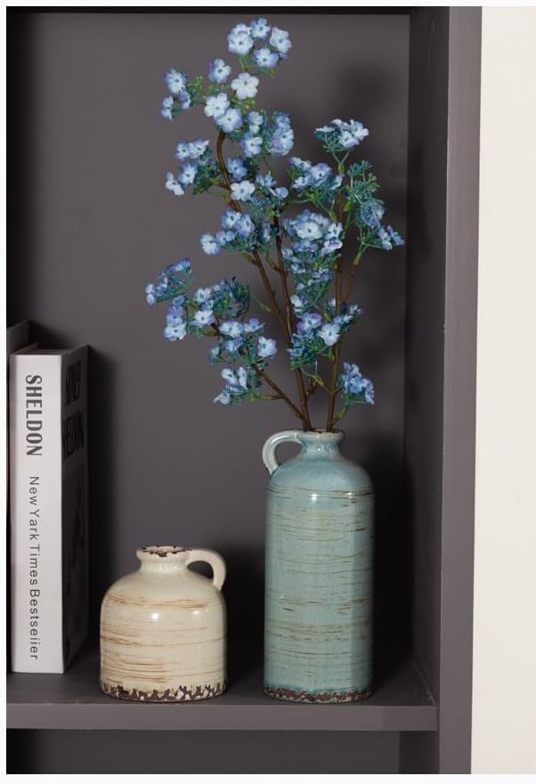 Ceramic Vintage Vase Set of 3 with Handle, Rustic Farmhouse vase for Home Decor,Living Room,Centerpieces, Fireplace, Entryway, Bookshelf, Bathroom - Image 2