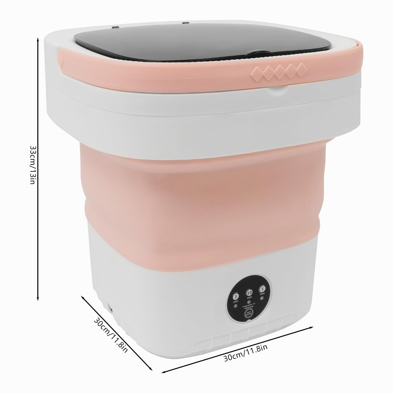 Mini machine à laver portable pliable 12 L avec tuyau de vidange et panier d'égouttement électrique pour sous-vêtements chaussettes Rose