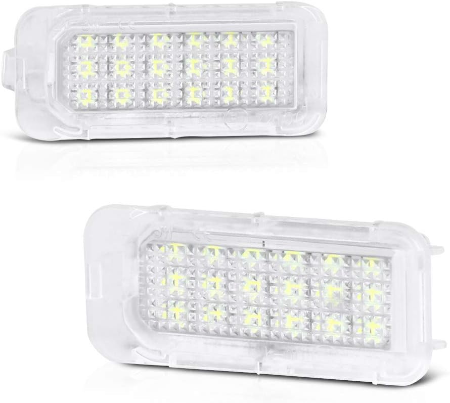 VIPMOTOZ Full LED License Plate Light Tag Lamp Assembly Replacement Pair For Ford Explorer Expedition Fiesta Escape Fusion Lincoln MKC - 6000K Diamond White, 2-Piece Set