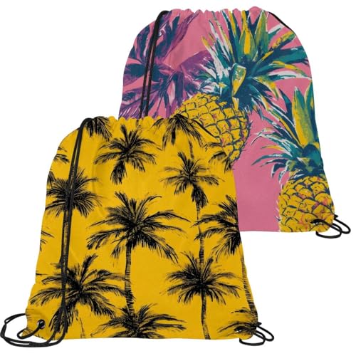 Sac à dos avec cordon cocotier jaune lot de 2 sacs pliables étanches pour le sport