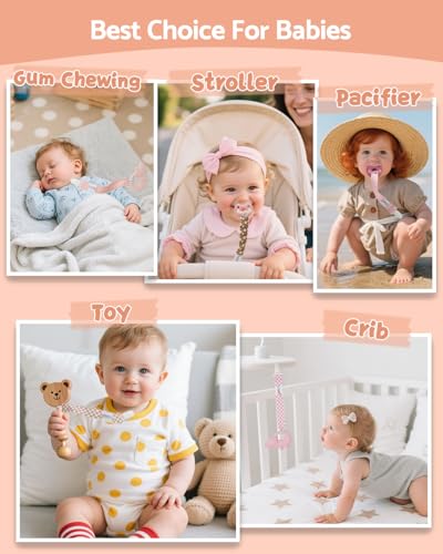 Image of ALVABABY Pacifier Clips 8 Pack Pacifier Binky Paci Holder Leashes for Baby Teethers 8DP17A
