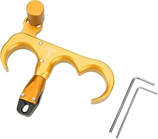 Liberação de Arco Portátil, Auxiliares de Liberação de Tiro Com Arco, Liga de Alumínio Ajustável, Resposta Rápida, Rotação de 360 graus, 3 Dedos para Uso Externo