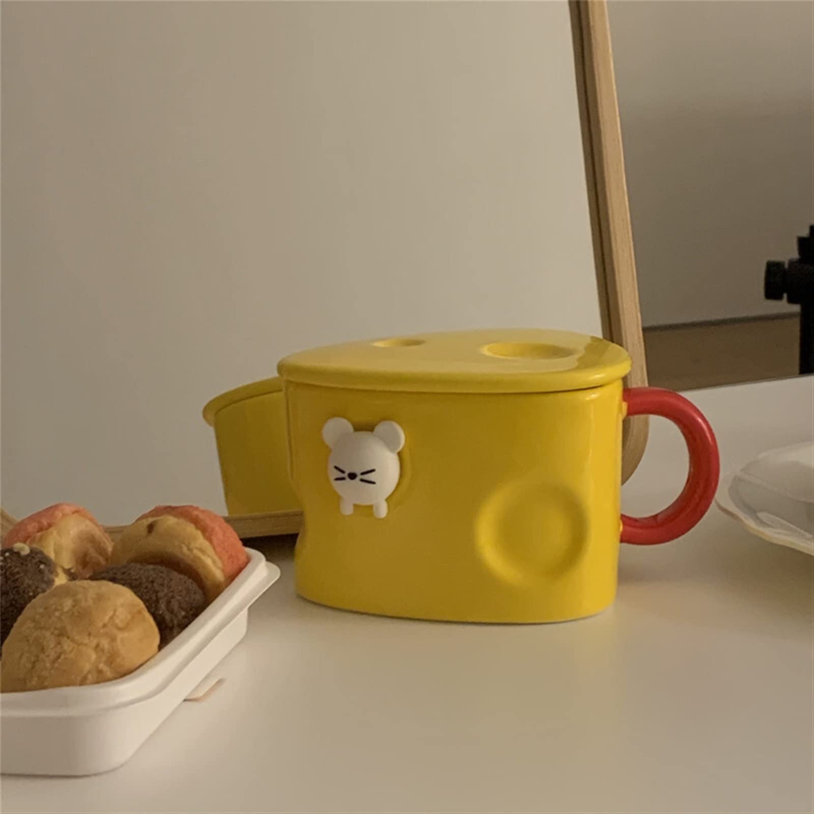Duży kubek kawy ser żółte kubki ceramiczne śniadanie herbata kawa z mlekiem kubek z pokrywką kuchnia porcelana śmieszne prezenty dla par kubek