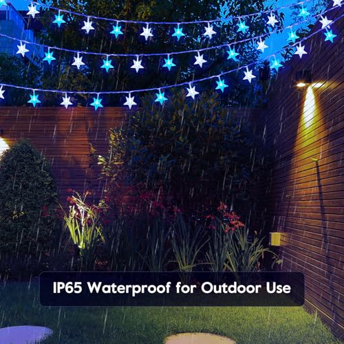 Star String Lights Plug in - 33 ft 100 LED Star Fairy String Lights with Remote and Timer, Waterproof for Bedroom Porch Wedding Party Patio Garden Tent Indoor Outdoor Décor, Warm White - Image 8