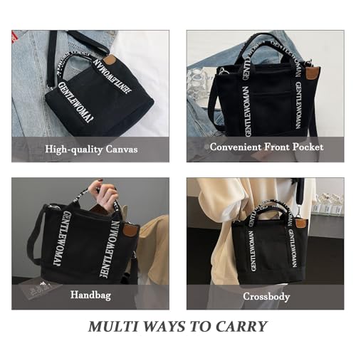 Canvas Tote Bag for Women with Zipper, Messenger Handbag Crossbody Bags for Work Travel Nurse College Gift4