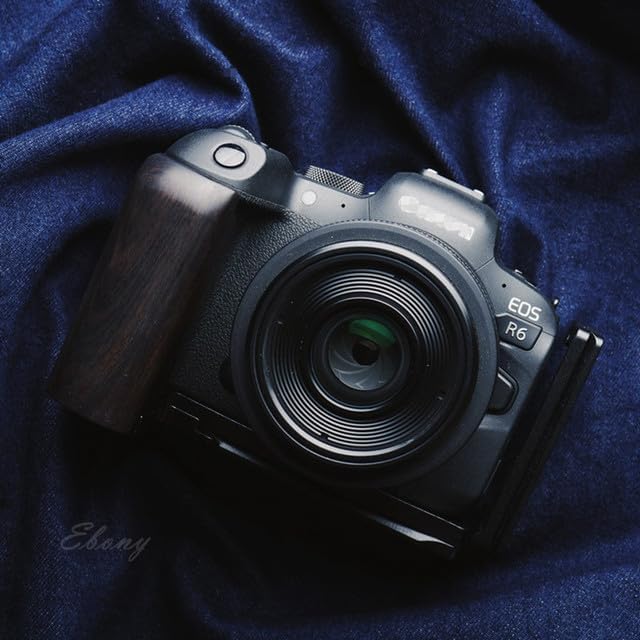 AECAM - Hand Grip Bracket For Canons EOS R6 Quick Release L Plate Wood Hand Made (Ebony)