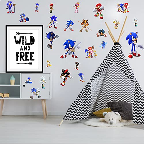 Sonic Wall Decals Peel And Stick Sonic Wall Stickers For Boys Room Sonic The Hedgehog Wall Art Mural Decor For Baby Girls Kids Nursery Bedroom #TOP2