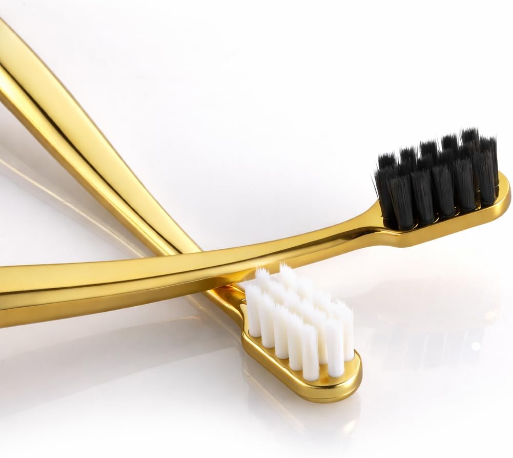 JoyMax Gold Edition Toothbrush Set (4 Pack) Luxury Dense Soft Bristles, Premium Gold Handle, 3200+ Bristles