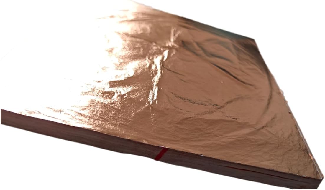 Copper Leaf Sheets, 6.3 x 6.3 inches, 100 Pieces, for DIY Art Projects and Crafting（100）