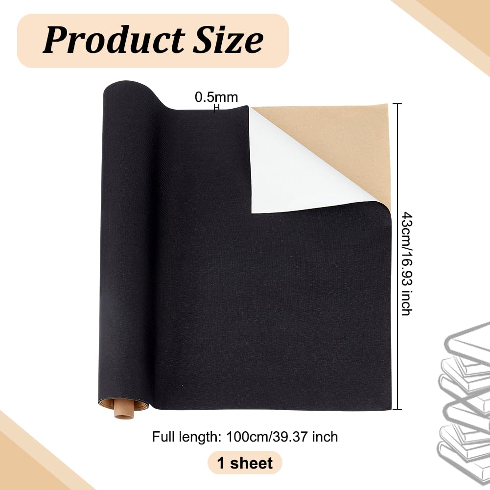 OLYCRAFT 100x43cm autoadesivo libro rilegatura panno nero Bookcover superficie del tessuto con carta di fondo libro panno libro fai da te copertura protettiva per libro rilegatura Scrapbooking