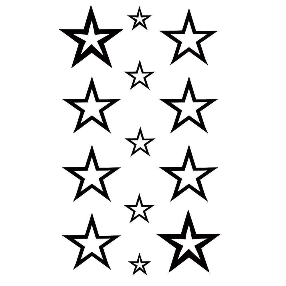 Etiquetas Engomadas Temporales Del Tatuaje De Las Estrellas De Cinco Puntas Impermeables Duraderas Durante Una O Dos Semanas(2 pcs)