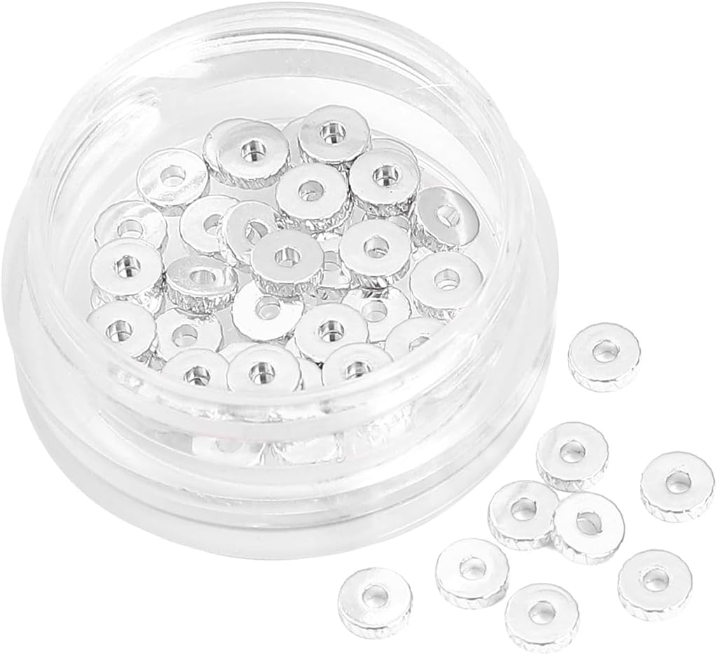 Silver Plated Disk Spacer Beads 4x1.2mm 50pcs for Jewelry Making Findings Non Tarnish - Image 6