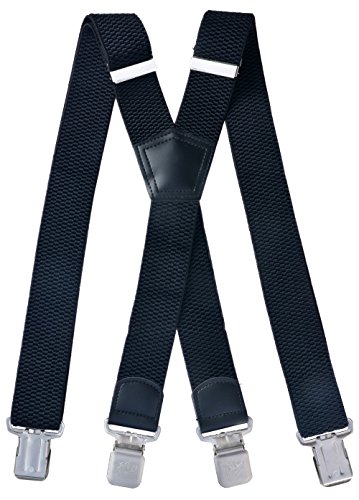 MIOBO Tirantes para hombre anchos. extra fuertes, 4 cm, con tres o cuatro clips, en forma de X o de Y, largos, para hombre y mujer, para pantalones, muchos colores X schwarz Talla única Cover