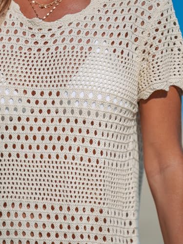 CUPSHE Women Swimsuit Coverup Crochet Bathing Suit Bikini Swimwear Knit Pullover Beach Dress4