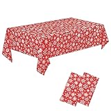 CHEPULA Mantel Desechable Navidad, 2 Piezas Mantel Navideño Impermeable, 137 x 274 cm Mantel Rectangular Adecuado para Fiestas de Navidad