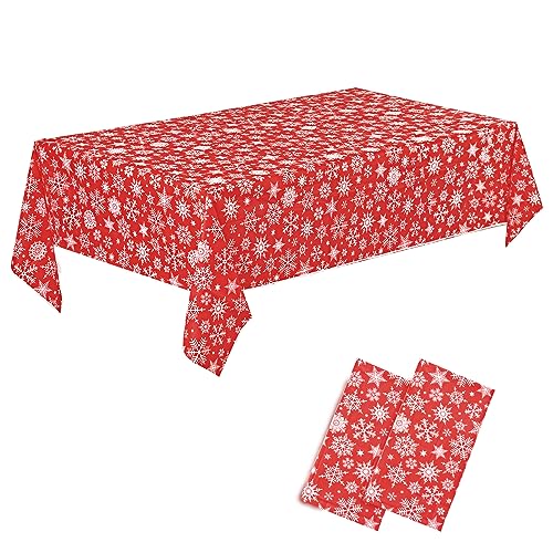 CHEPULA Tischdecke Weihnachten, [2 Stück] Einweg Weihnachtstischdecke Wasserdicht, 137 x 274 cm Rechteckig Tischtuch Geeignet für Xmas Party