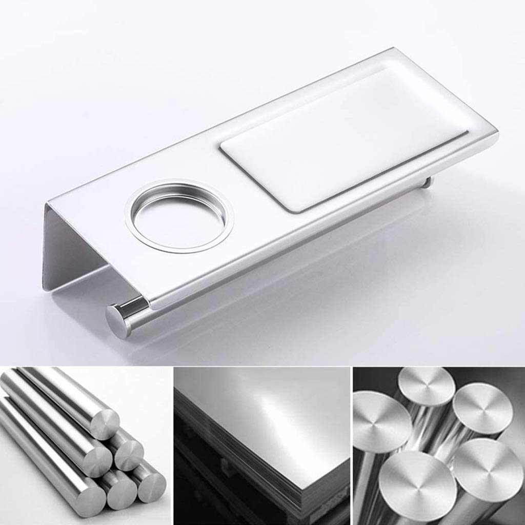 XYNSNDB Porta Carta Igienica, Porta Carta Igienica Dispenser Doppio Asciugamano di Carta a Parete in Acciaio Inossidabile con Ripiano per Cellulare e Posacenere