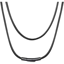 ChainsHouse Braided Black Leather Necklace Cord with Clasp, Waterproof Leather Cord for Pendant for Men Women, Customize Available, 1.5mm/2mm/3mm, 16-30 Inches