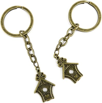1 Pieces Antique Bronze Keychain Key Chain Tags Keyring Ring Jewelry Making Charms Supplies KC0708 Love Bird House