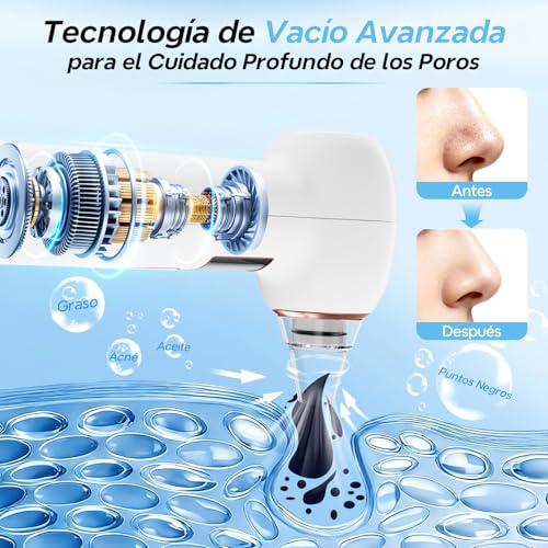 Miniatura 2 de Succionador de puntos negros 5 Boquillas 3 Modos para limpieza facial | Limpieza Facial y Nasal Kit de Espinillas para Eliminar Comedones y Acné Graso,Blackhead remover pore vacuum,Mylzdobs