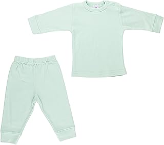 ملابس قطن مكونة من قطعتين تتضمن فانلة بأكمام طويلة وبنطلون للجنسين من بابيلون (مجموعة واحدة)