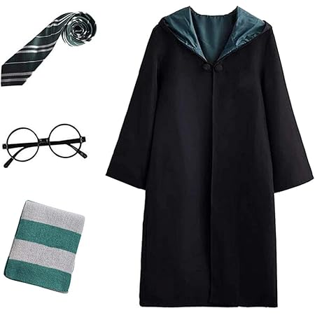 Amazon Kosplay ハリーポッター 衣装 スリザリン レディース 衣装4点セット ローブ ネクタイ マフラー 眼鏡 道具 クリスマス コスチューム 成人用 コスプレ衣装 変装 仮装 制服 ハロウィン 男女兼用 コスプレ 仮装 通販
