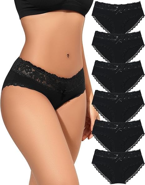 Aijolen Cotton Underwear for Women Breathable Lace Bikini Panties Ladies Hipster Underpants S-XL