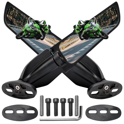 Image of Racing Motorcycle Rear View Mirrors, Large Size Wide Angle 360Rotating Stealth Mirrors Fit for Kawasaki Ninja 300 400 650 ZX6R Honda CBR300R CBR500R CBR600RR CBR1000RR Yamaha R15 R25 YZF600R