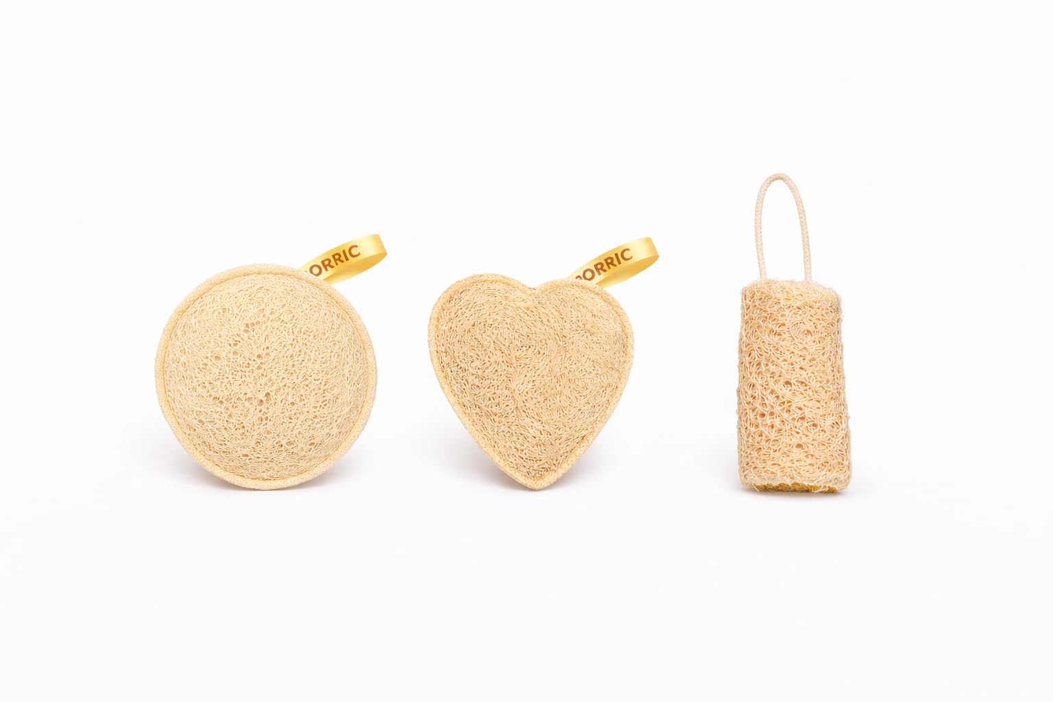 Natural Loofah Sponge Set, 3 Pieces (1 HEART,1 CIRCLE SHAPE & 1 CUTTING SHORT SIZE(4''-5'') LOOFAH WITH LASE) Round, Heart, Rectangular Shapes, Exfoliating Body Scrubber-image-47