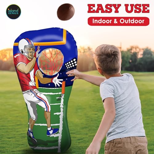 Island Genius Inflatable Football Target Toss Toy and Game for Boys Ages 8-12, 60 inch Receiver with Mini Soft Football - Thumbnail 7