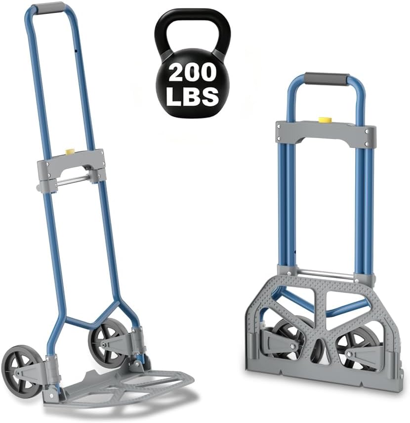 Folding Hand Truck Dolly, 200lbs Hand Cart with Telescopic Handle