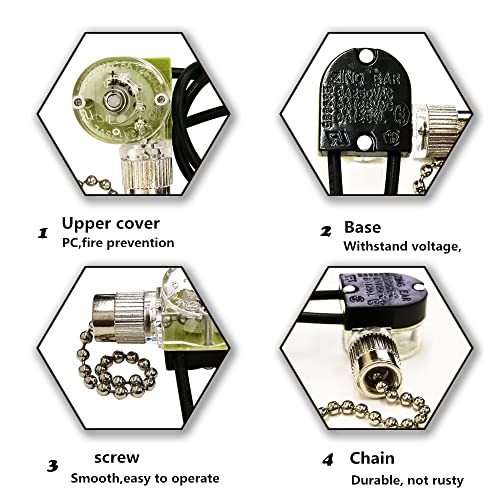 Breeze Bay Ceiling Fan Switch Zing Ear Ze-109 Fan Light Switch,Two-Wire Switch Control On-Off Speed With Pull Chain Compatible With Ceiling Light Fans, Lamps And Wall Lights #TOP3