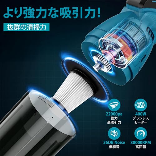 Yutesiri - 充電式掃除機 コードレス 集塵機 マキタ18Vバッテリーに