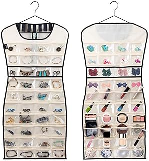 MISSLO Hanging Jewelry Organizer 80 Clear Pockets & 7 Hook Loops Storage