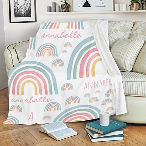Baby Blanket With Name,Custom Kids Blanket With Rainbow Pattern,Personalized Baby Gifts For Girls,Throw Blanket For Bed/Couch,Soft Name Blanket/Swaddle Blanket/Toddle Blanket/Pet Blanket.30×40 #TOP1