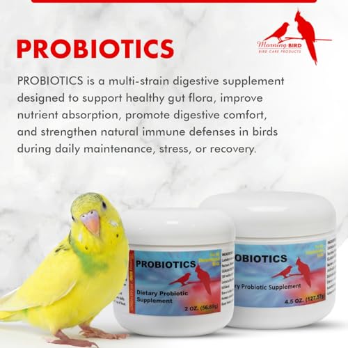 Morning Bird Probiotics for Birds 2 oz – Digestive Health Supplement Supporting Gut Balance, Nutrient Absorption, & Immune Support – Easy Mix Powder Supplement for All Bird Species - Image 2